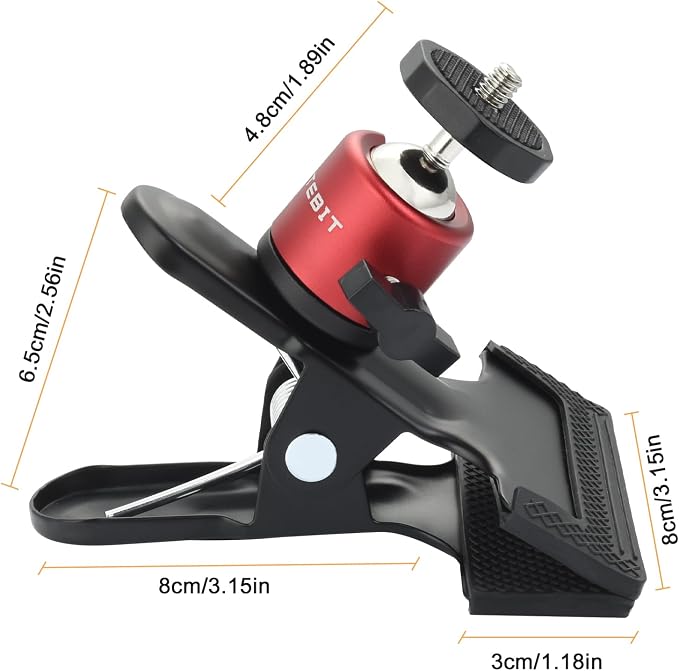 UTEBIT Camera Clamp Mount Tripod Camera Clip 360 Degree Swivel Webcam Mount - Image 7