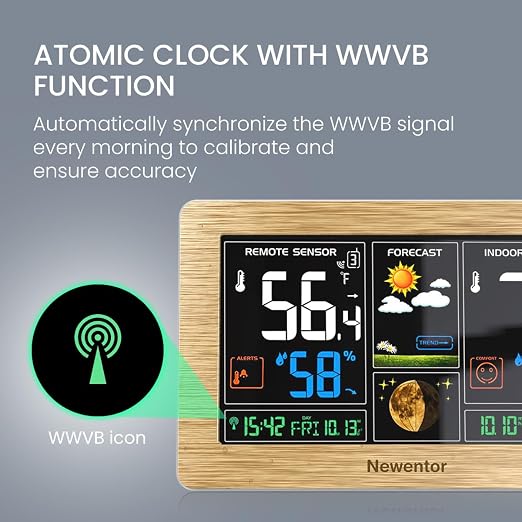 Newentor Weather Station Wireless Indoor Outdoor Thermometer, Color Display - Image 2