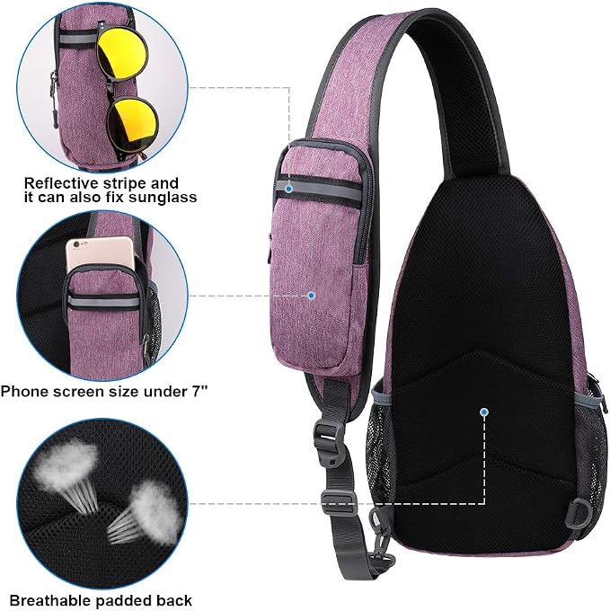 WATERFLY Crossbody Sling Backpack Sling Bag Travel Hiking Chest Bag Daypack - Image 6
