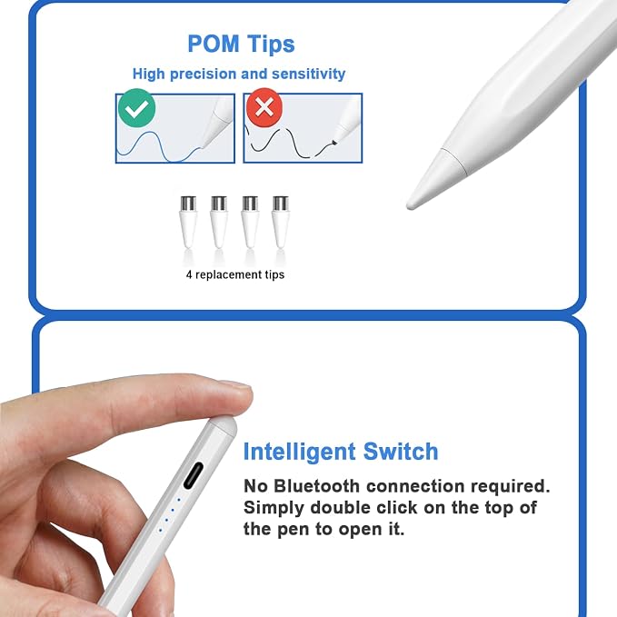 Stylus Pens for Touch Screens Power-Display Tablet Pen POM Tip Magnetic Digital - Image 5