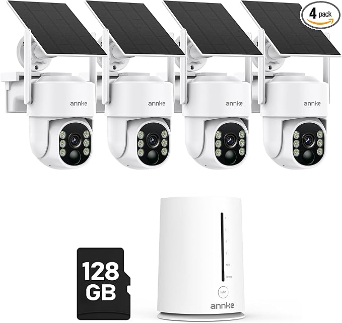 ANNKE 4MP Solar Security Cameras Wireless Outdoor, 5MP 4 Cam-Kit Home Security by ANNKE