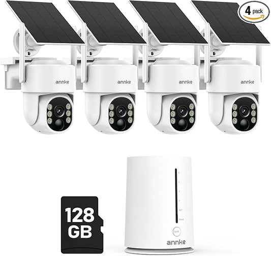 ANNKE 4MP Solar Security Cameras Wireless Outdoor, 5MP 4 Cam-Kit Home Security by ANNKE
