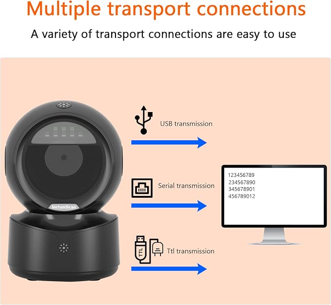 NetumScan Automatic Omnidirectional Desktop Barcode Scanner, Hands-Free USB - Image 7