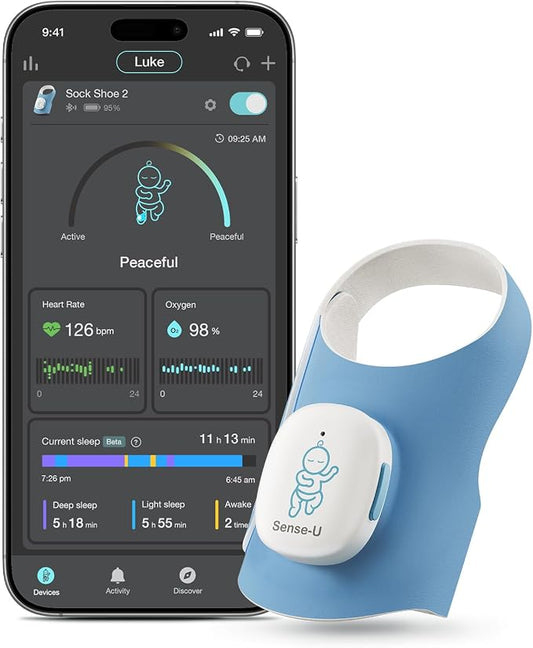 Sense-U Smart Sock Shoe 2 Baby Monitor – Tracks Heart Rate & Sleep Patterns by Sense-U