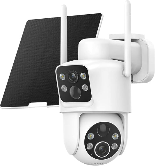 TKENPRO Dual Lens Solar Security Cameras Wireless Outdoor, 2K Full HD Video by TKENPROPetTreatCamera