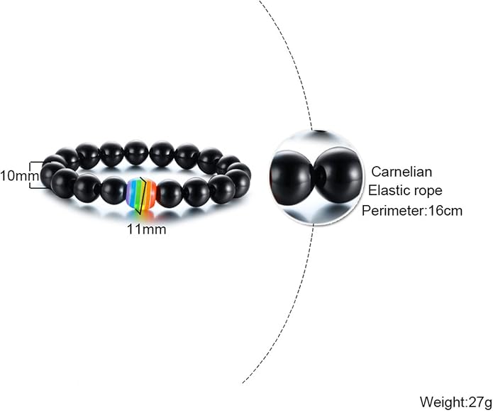 Nanafast Titanium Stainless Steel Rainbow LGBT Pride Bracelet Handmade Braided - Image 3