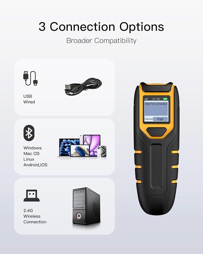 Inateck Barcode Scanner Wireless, Portable Bluetooth Barcode Scanner - Image 6