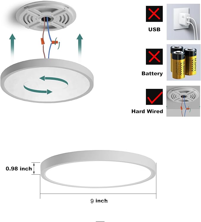 9 Inch Motion Sensor Ceiling Light Indoor, Motion Sensor Fixture Indoor - Image 2
