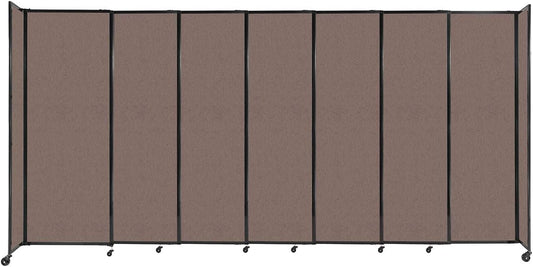 Versare Straightwall Sliding Portable Wall Partition | Freestanding Office Dividers | Locking Wheels | Temporary Room Separator | 15'6'' Wide x 7'6'' Tall Latte Fabric Panels