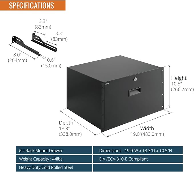 Tecmojo 6U Rack Drawer, Rack Mount Drawer - Image 2