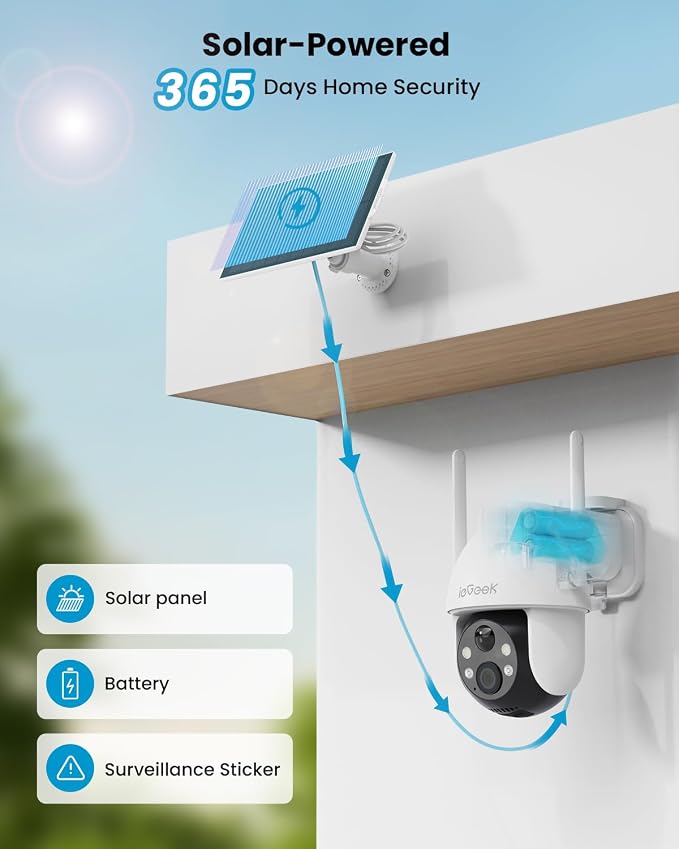 ieGeek Solar Security Cameras Wireless Outdoor, 2K WiFi Camera - Image 2