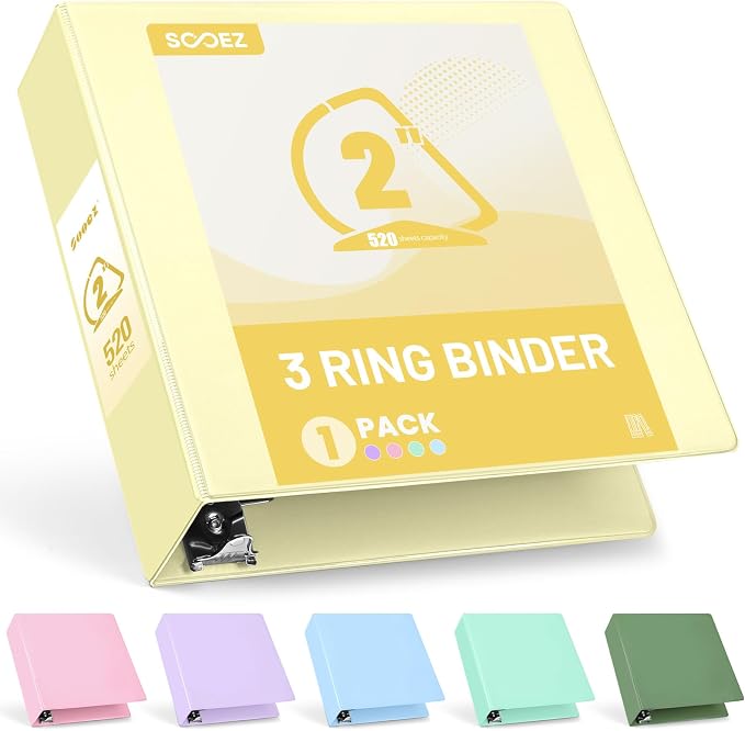 Sooez BinderX Extra Durable 2 Inch 3-Ring Binder, Holds 520 Sheets of 8.5x11 by Sooez