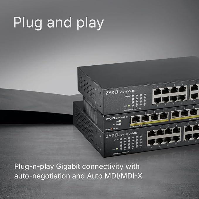 Zyxel 10 Port PoE Switch | Unmanaged Gigabit Network Ethernet Splitter | 8X PoE+ - Image 5