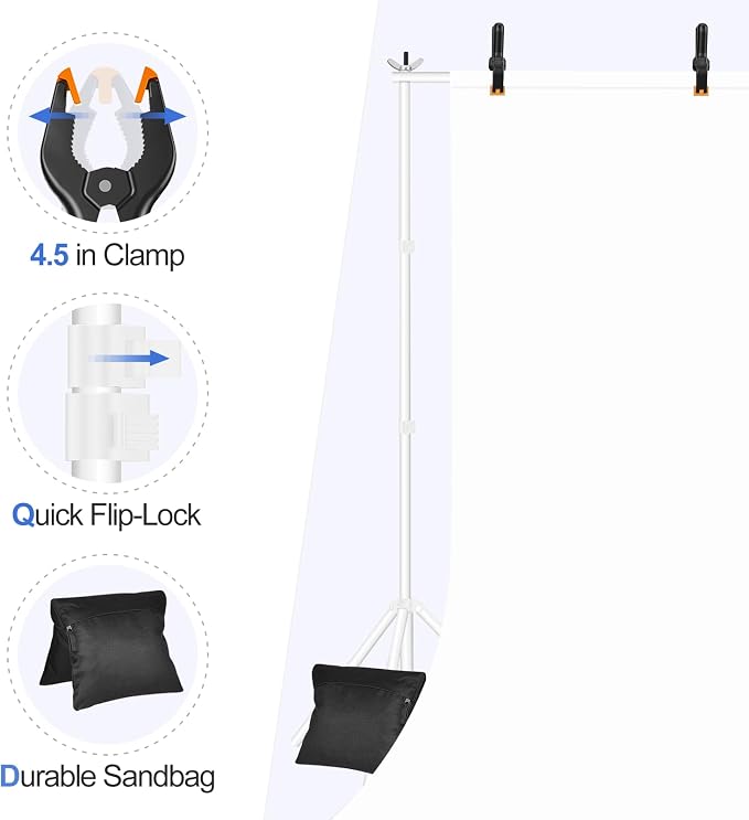 EMART Backdrop Stand 10x8.5ft Photo Studio Adjustable Background Stand Support - Image 5