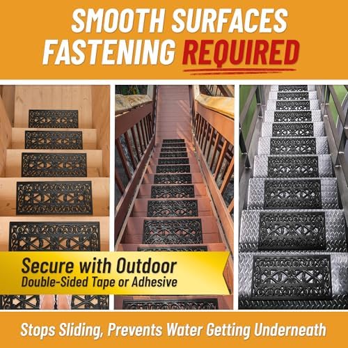 Ottomanson Outdoor Rubber Stair Treads – Scroll Latice Heavy-Duty Non-Slip - Image 5