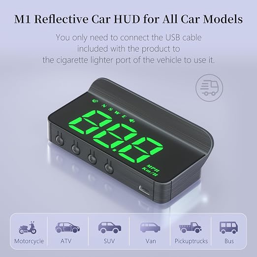 AZIJYV Heads Up Display for Cars, Windshield Speedometer Projector M1Green - Image 5