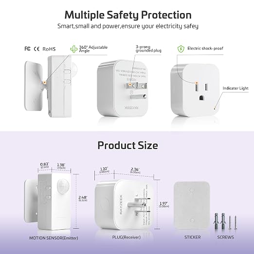 RAYZEEK Wireless Motion Sensor Control Outlet - Image 7