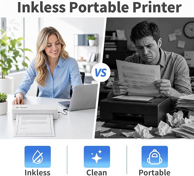 Portable Thermal Printer for Laptop, Inkless Bluetooth Printer Support 8.5" X - Image 3