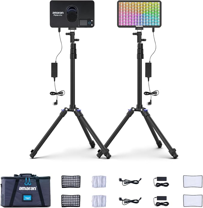 amaran Pano 60c 2-Light Kit Panel Lights, 60W RGBWW Full Color LED Video Studio by amaran
