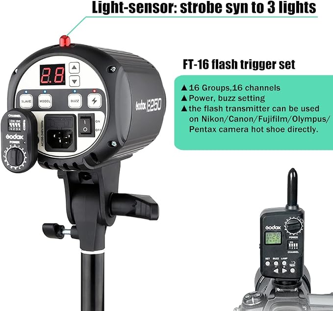 Godox 750W Professional Studio Strobe Flash Light Kit, 3-Light Godox Strobe - Image 5