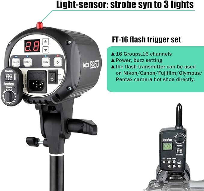 Godox 750W Studio Strobe Flash Light Kit, 3-Light Godox Strobe Lighting Kit - Image 5