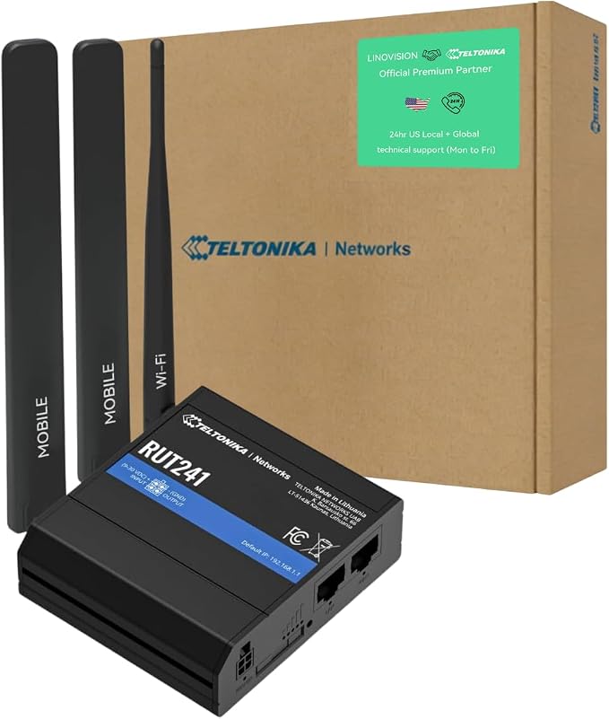LINOVISION Teltonika RUT241098000 Industrial 4G LTE Cellular Router, 4G LTE by LINOVISION%C2%AE