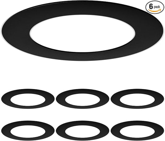 Amico 6 Pack Goof Rings for 6 Inch Recessed Lights, Can Light Trim Ring Cover by Amico