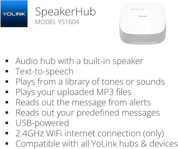 YoLink LoRa Smart Outdoor Contact Sensor & SpeakerHub Starter Kit: SpeakerHub - Image 2