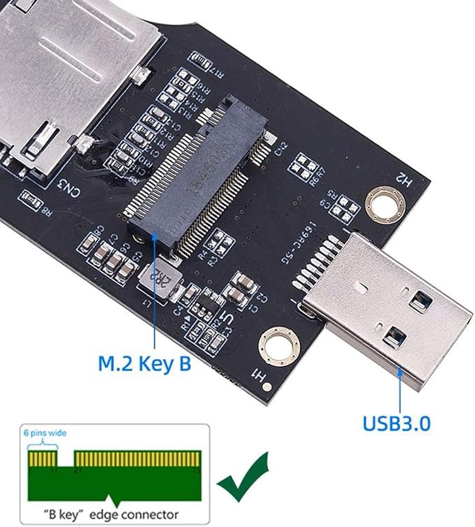 M.2 Key-B WWAN to USB 3.0 Adapter Riser Card w SIM Slot - Image 4