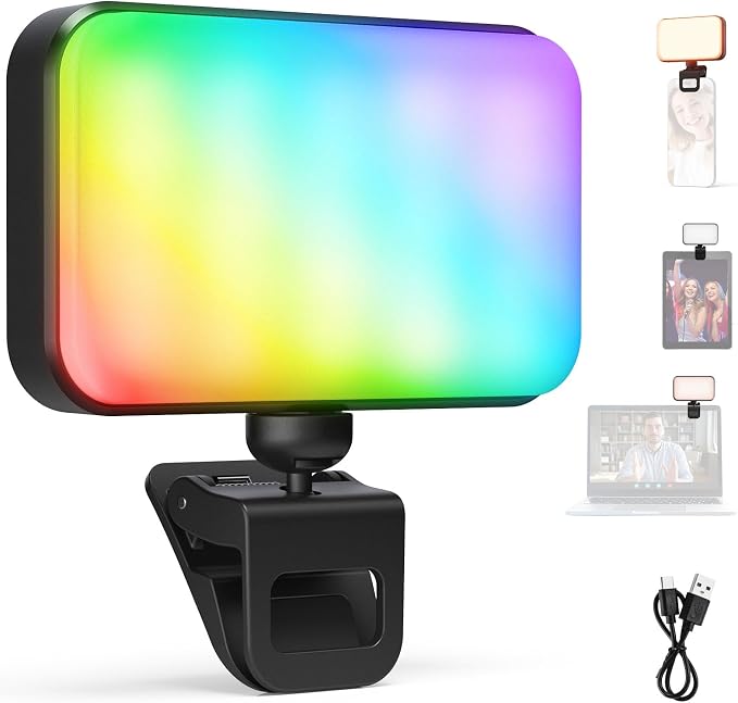 NEEWER Entry Level Version LED RGB Selfie Light, 91 LEDs Plastic Clip on Phone by Neewer