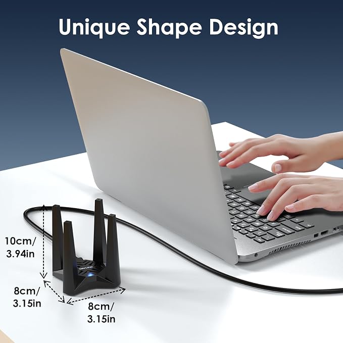 WAVLINK AX5400 USB WiFi 6E Adapter, Tri-Band 6GHz/5GHz/2.4GHz WiFi Adapter - Image 8