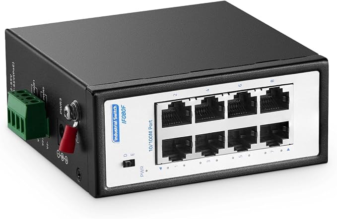 8 Port Mini Industrial Switch, 10/100Mbps Fast Ethernet, Din Rail & Wall Mount by YuLinca