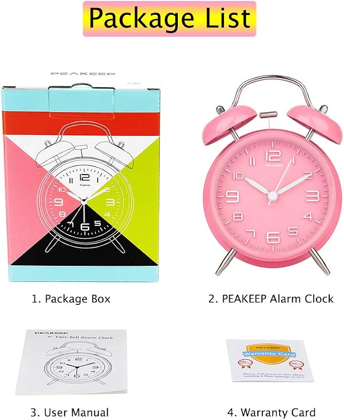 Peakeep 4 Inches Twin Bell Loud Alarm Clock - Image 7