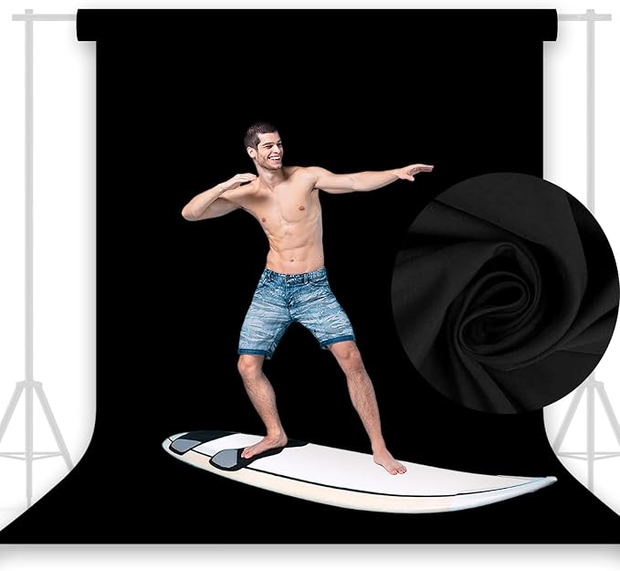 9x6FT Black Backdrop for Photography, High Density Polyester Fabric Background - Image 4