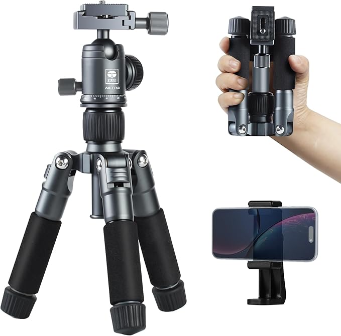 SIRUI Compact Mini Desktop Tripod, Loaded up to 17.64lbs, Phone Holder Included by SIRUI