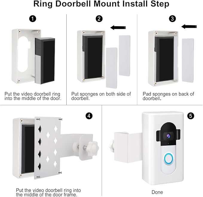 Anti-Theft Video Doorbell Door Mount, Doorbell No-Drill Mount Fit - Image 8