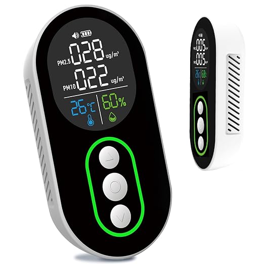 LSENLTY 4 in 1 PM 2.5 and PM 10 Air Quality Monitor, Portable PM 2.5 Detector by LSENLTY