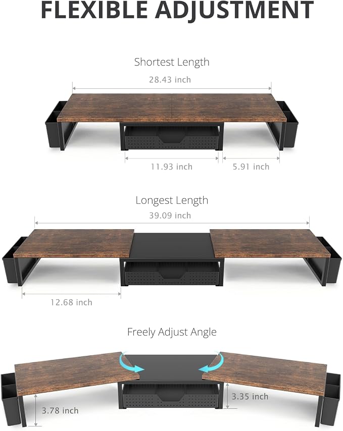 OPNICE Desk Organizers and Accessories, Dual Monitor Stand Riser - Image 3