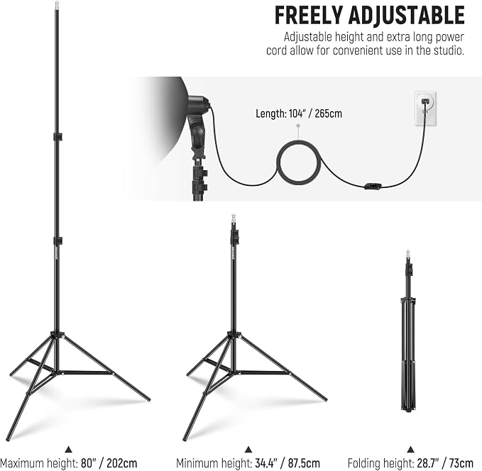 NEEWER 350W Equivalent Softbox Lighting Kit, 5700K LED Light Bulb, 24x24 inches - Image 7