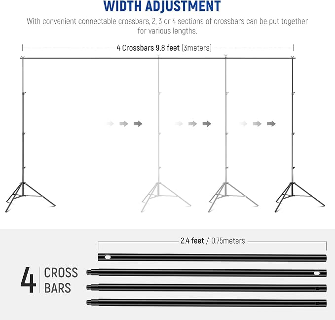 NEEWER 8.5x10ft Adjustable Backdrop Stand Kit, Photography Background Support - Image 6