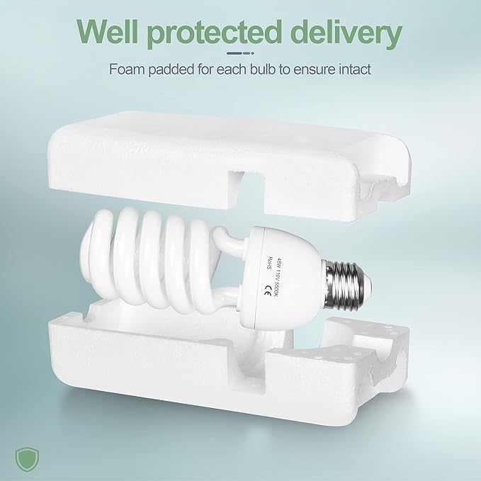 EMART Full Spectrum Light Bulb, 2 x 45W 5500K Spiral CFL Daylight - Image 2