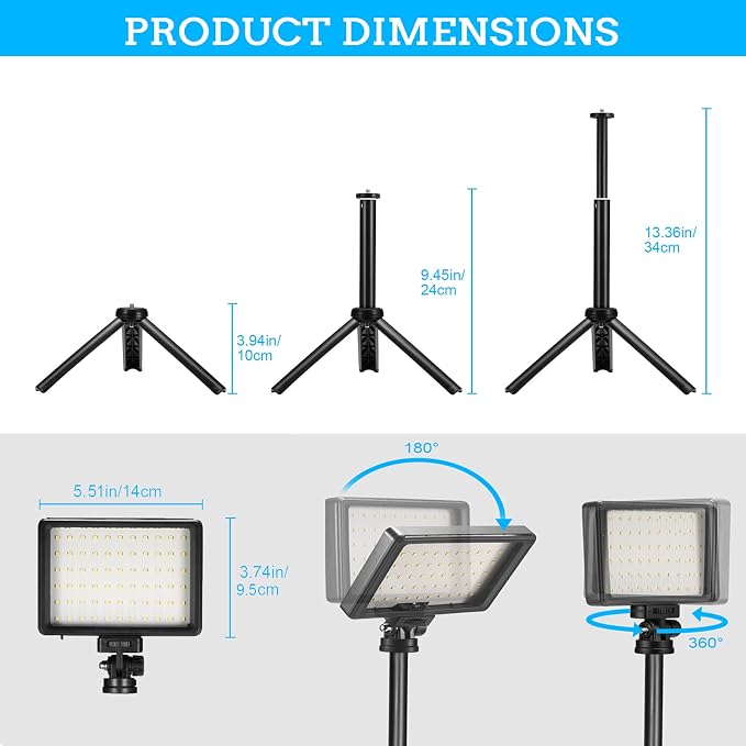 LED Video Light 2-Pack, 5600K Dimmable USB Photo Lights - Image 2