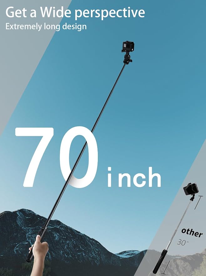 70" Action Camera Tripod for DJI, Extendable Selfie Stick Tripod - Image 5