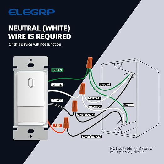 ELEGRP Matte White Single Pole Occupancy Motion Sensor Light Switch, Need - Image 5