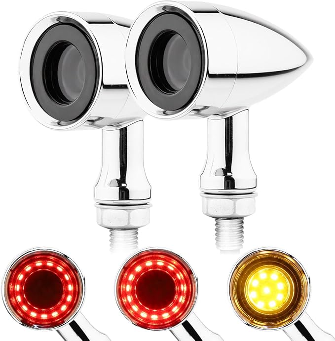 TSUNG Universal Motorcycle LED Turn Signals Lights Small Bullet Front Rear by TSUNGMOTO