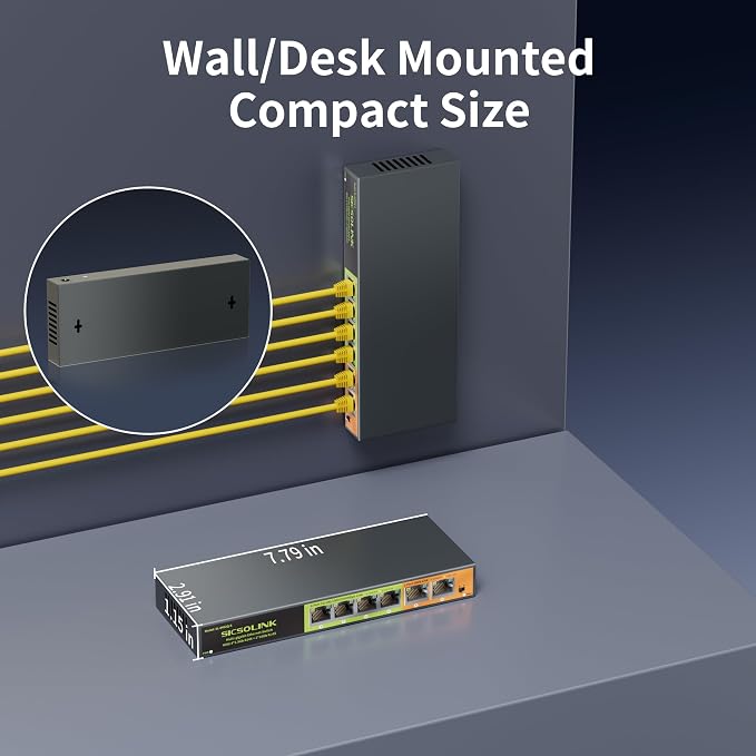 6 Port Multi-Gigabit Ethernet Switch Unmanaged – 4×2.5G RJ45 + 2×10G RJ45 Uplink - Image 7