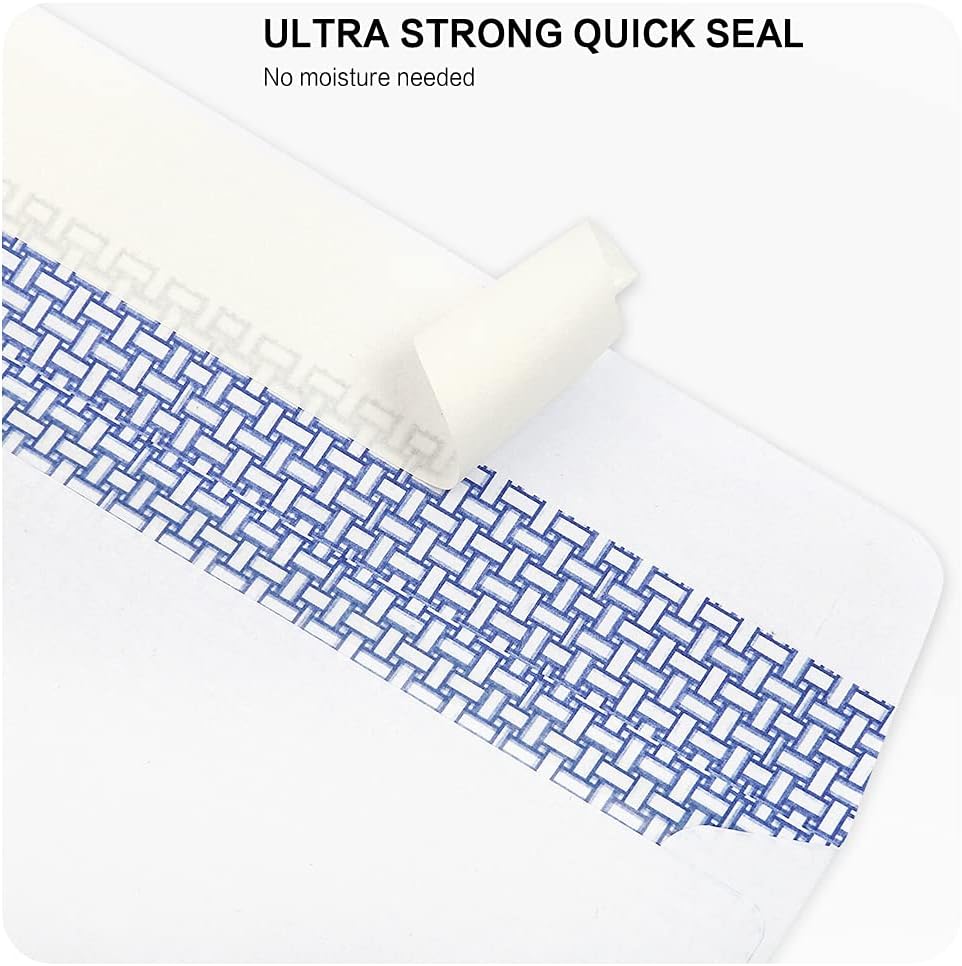 1000 Pack #10 Single Left Window SELF Seal Security Envelopes, Designed for QuickBooks Invoices & Business Statements, Computer Printed Checks Peel and Seal Flap, Size 4-1/8 x 9-1/2 Inches, 24 LB