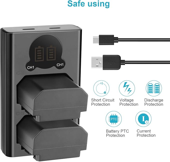 NEEWER 2 Pack 2280mAh NP-FZ100 Replacement Battery and Dual USB Charger - Image 2