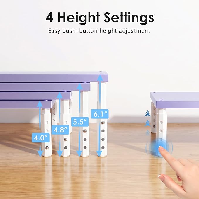 ECOLOVI Wood Computer Laptop Monitor Stand Riser, 4-Height Adjustable Desk - Image 7