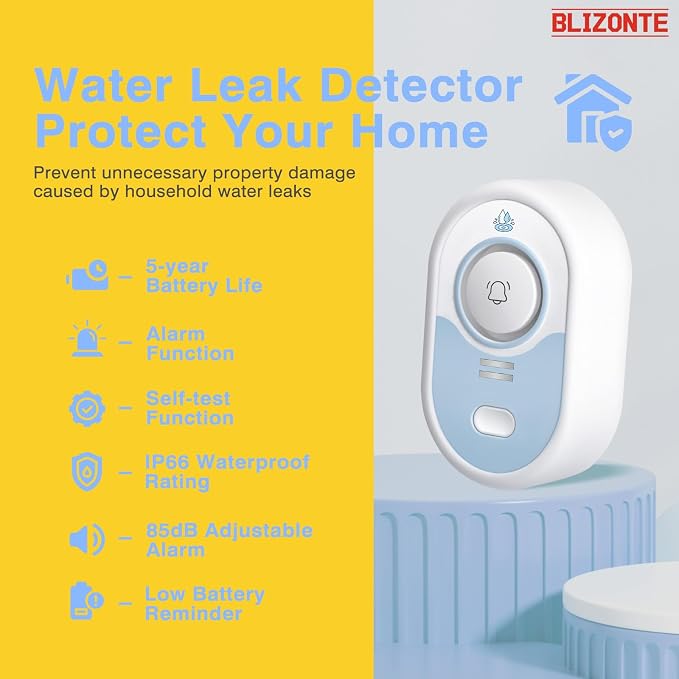 Water Leak Detector 8 Pack, 5-Year Battery Life, Water Alarm - Image 2